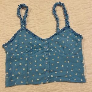 blue daisy print tank top / crop top